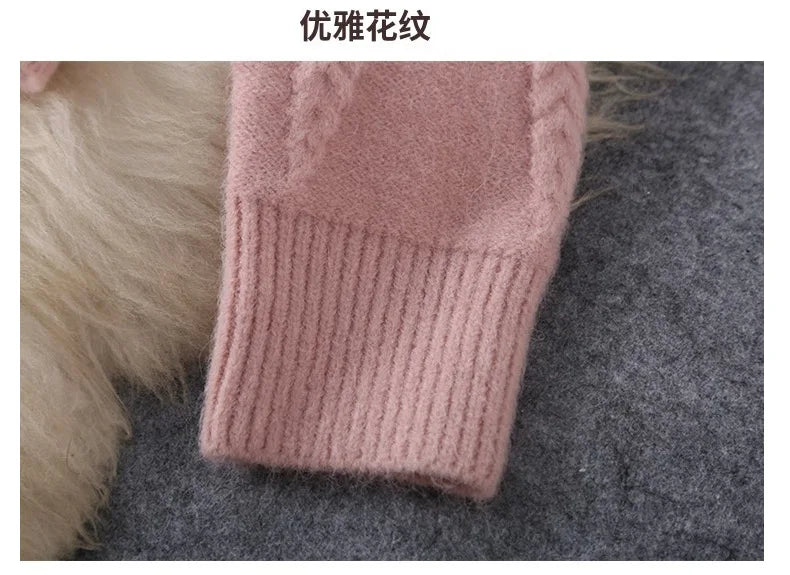 Women Tracksuit Thick Sweater Autumn Winter Knitted Two Piece Set Top+Knitted wide leg Pant Warm Sweater Elastic Trousers Suits Aviola