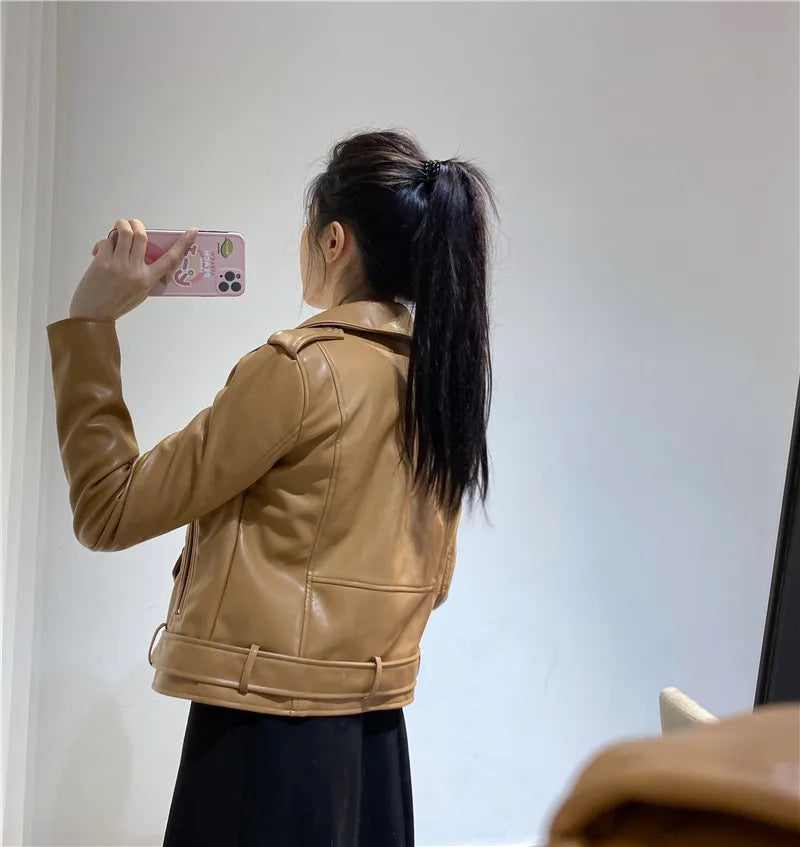 RARF Spring and Autumn 2024 The new belt detachable epaulet motorcycle jacket leather jacket Aviola