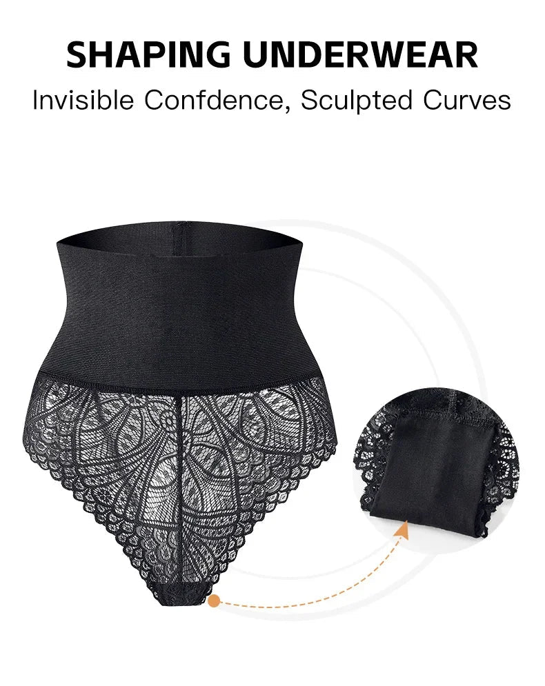 Women's Lace Tummy Control Panties High Waist Slimming Shaper Briefs Sexy Body Shapewear with Butt Lifting and Hourglass Fit Aviola