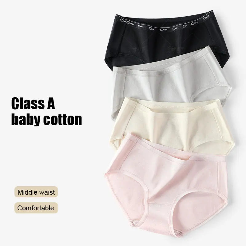 3pcs/Set Women's Mid-Waist Cotton Underwear Lingerie Breathable Female Girl Briefs Comfortable Lady Soft Panties Aviola