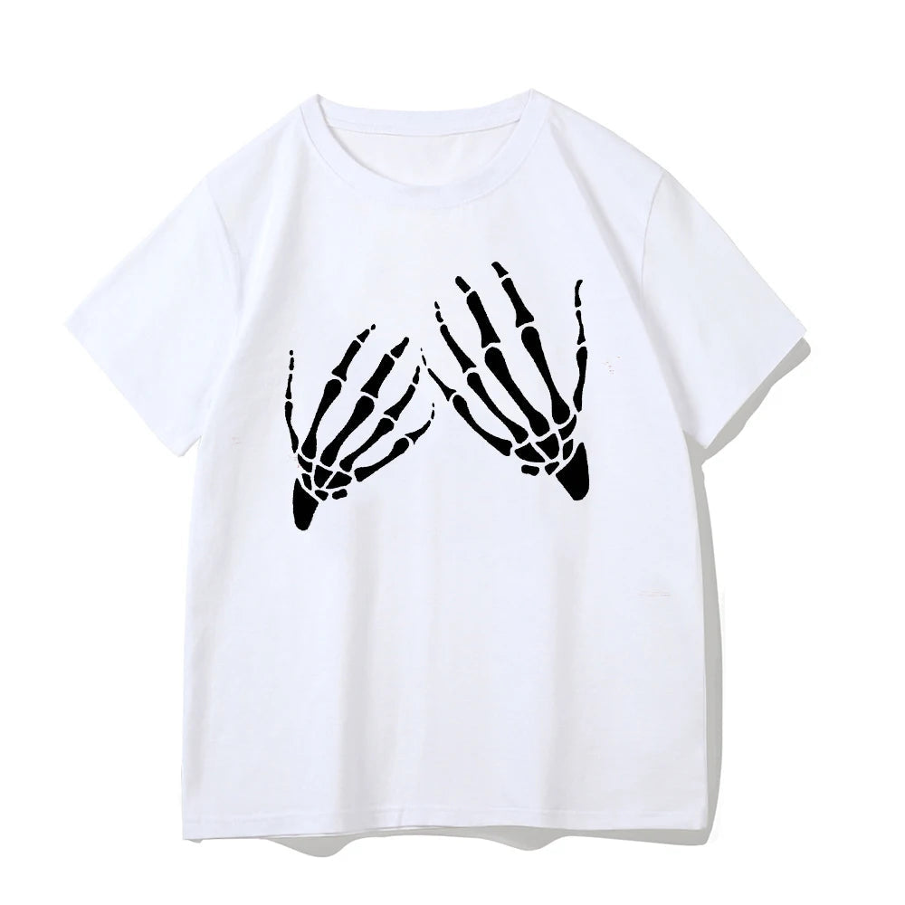 2024 Europe and the United States street new skull series printed short sleeve women Y2K women's T-shirt vest strap inside Aviola