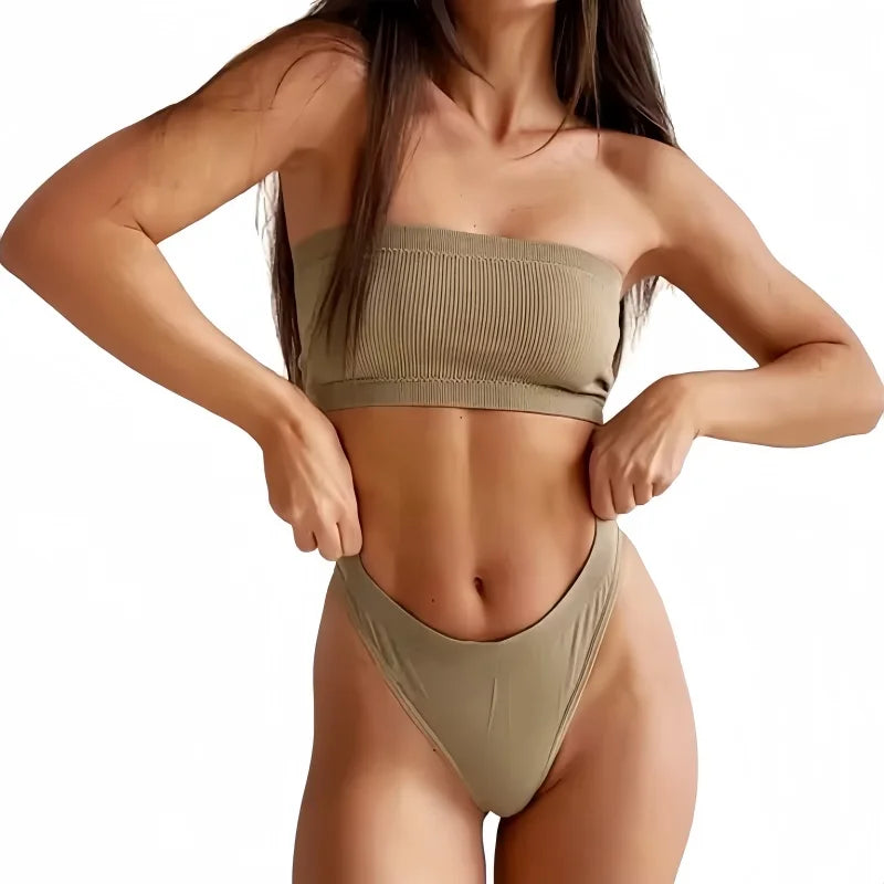 Women Seamless Bra And Panties Set Non-Wire Strapless Tube Bra Sexy Lingerie Brazilian Panties Female Sports Underwear Set Aviola