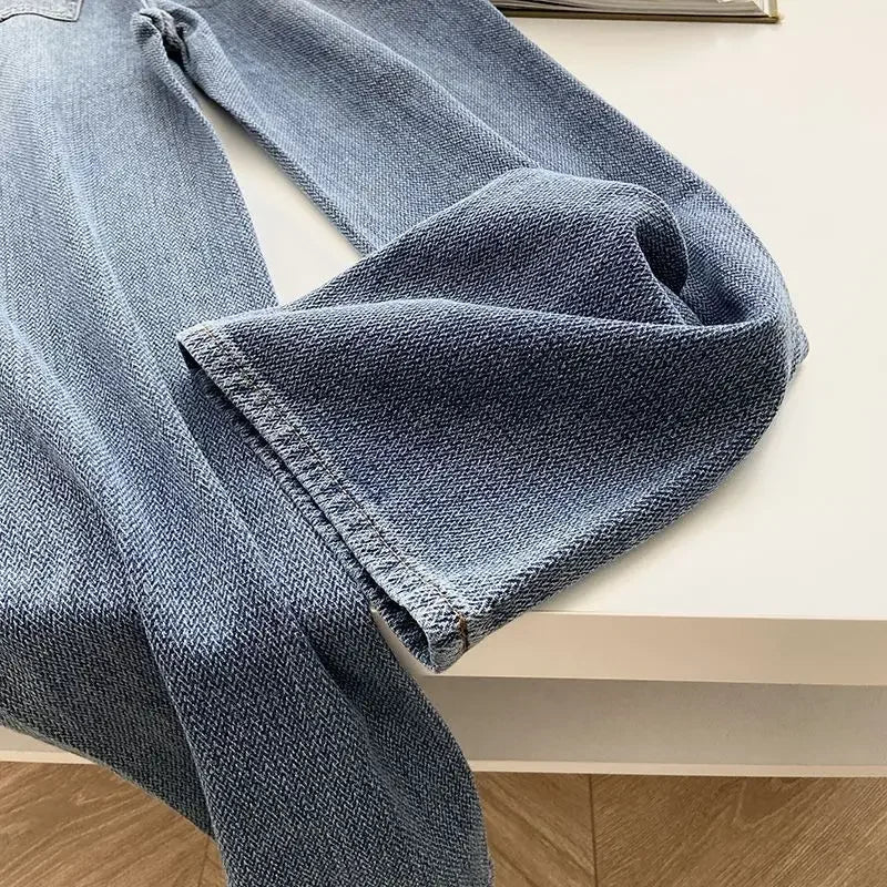 Jeans Women Wide Leg Pants Denim High Waist Zipper Fly Vintage Pockets Button Floor Length Trousers Straight Casual Denims Aviola