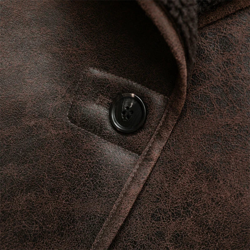 RARF 2025 Women's new thick jacket Vintage lapel leather jacket single breasted pocket street warm jacket Aviola