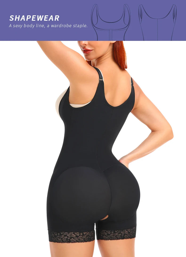 Women's Shapewear Bodysuit  Slimming  Butt Lifter Full Body Shaper Bbl Tummy Control Open Crotch Ziper Design Fajas Reductoras Aviola
