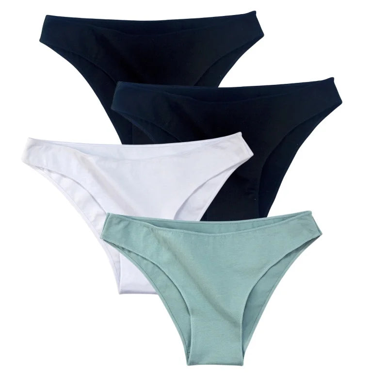 4Pcs/Set Cotton Panties Low Rise Briefs Solid Color Women Seamless Underwear Breathable Underpants Lingerie Comfy Intimate Aviola
