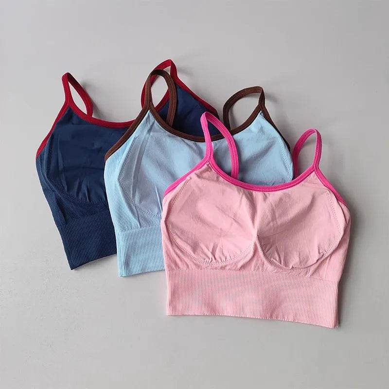 Women Breathable Sports Bra Fitness Tops Gym Crop Top Brassiere Push Up Camisole Sport Bras Gym Workout Top Letter Yoga Bra Aviola
