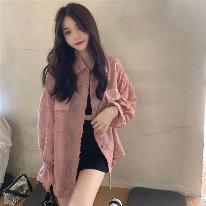 MEXZT Lace Blouses Women Sexy See Through Tassel Loose Sunscreen Shirts Summer Korean Sweet Elegant Casual Sun Protection Tops Aviola