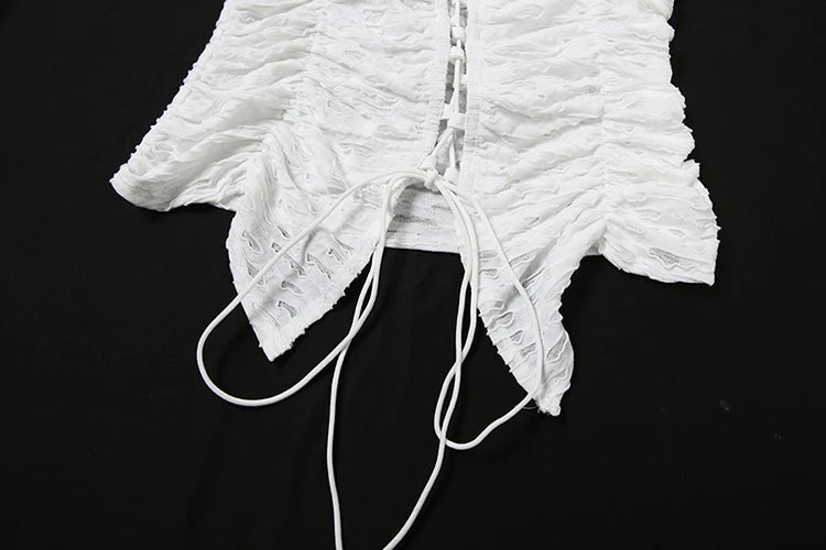 Nibber Sexy Placket Women Waistcoat Lace-Up Multi-Folded One Shoulder Solid Irregular Hem Simple Versatile Summer New Trend Tops Aviola
