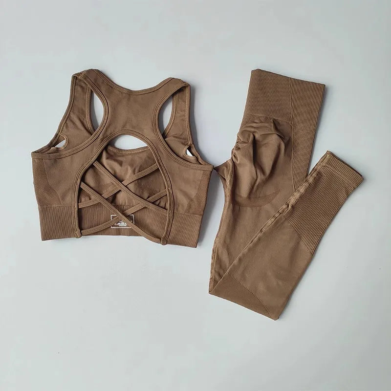 Women's tracksuit Fitness Yoga Sets Sportswear Workout Sports Bra+High Waist Leggings Gym Clothing Seamless Sports Suits Aviola