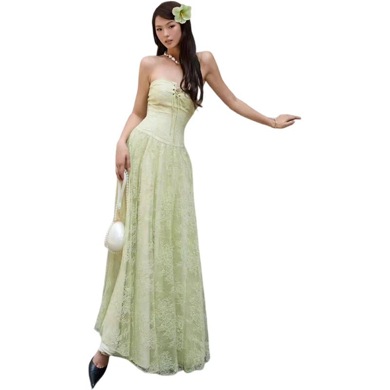 Nibber Patchwork Jacquard Maxi Dress Women Bandage Cross  Wrap Backless Sleeveless Elegant Temperament Party Vacation Vestidos Aviola