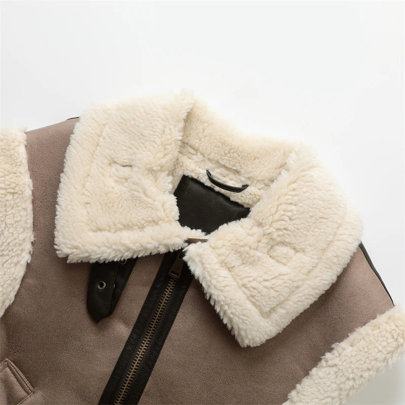 RARF 2024 autumn winter new ladies warm fur integrated sleeveless fleece stitching coat vest jacket Aviola
