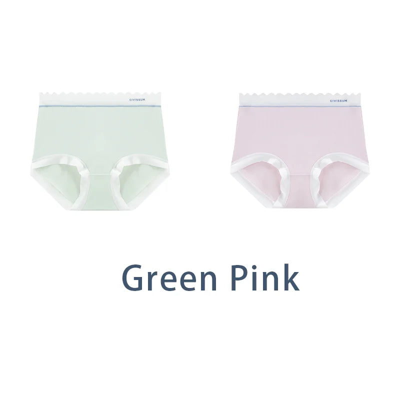 2PCS/Set Women M-3XL Big Size Seamless Antibacterial Underwear Sexy Sport Panties Comfort Briefs High Waist Soft Lingerie Aviola