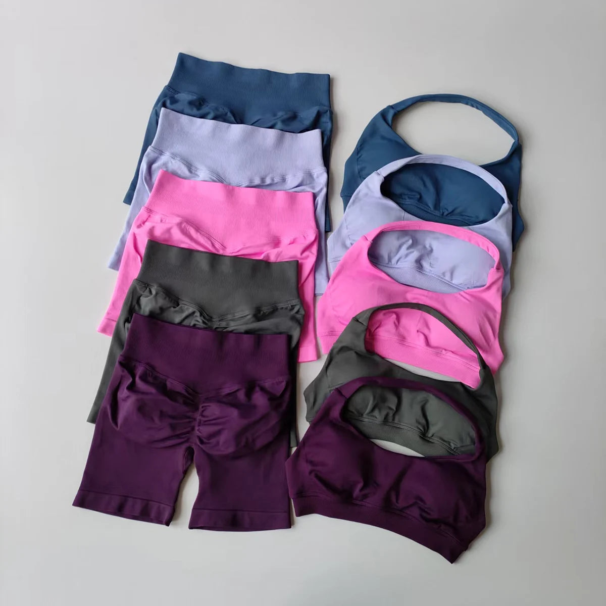 2 Pieces Yoga Suit for Women Seamless Fitness Gym Clothes Halter Sports Bra Matching Impact Shorts Workout Sets Gym Outfit Aviola