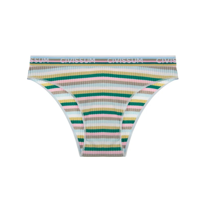 Women Cotton Seamless Panties Female Plus Size Sweety Underwear Sexy Colorful Rainbow Striped Lingerie Girls Cute Briefs NK606 Aviola