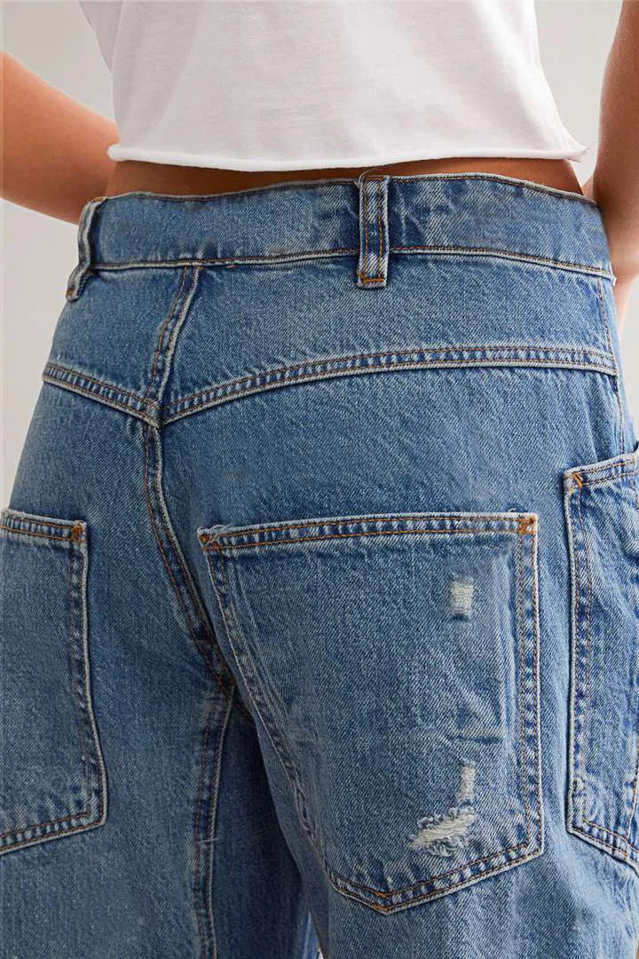 Denim Pant Women Jeans Long Pants Slim Club High Waist Straight Trousers Y2k Streetwear Elegant Causal Splice Work Hole 2025 Aviola