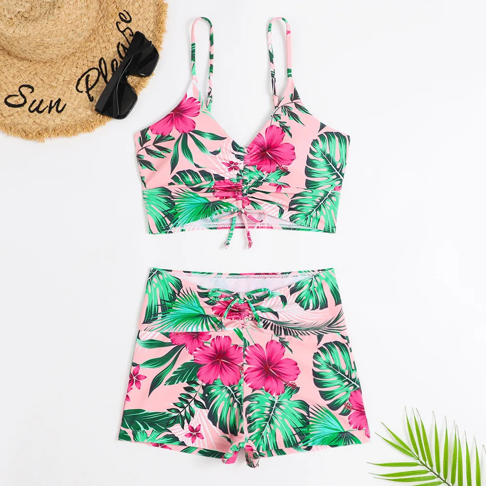 2025 High Waist Bikini Swimsuit Women Push Up Bikini Floral Swimsuit Print Bikini boxers Swimwear Swim Trunks Bathing Suit Aviola