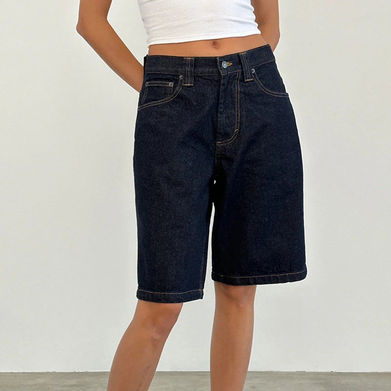 Denim Pant Women Wide Leg Jeans Calf Length Pants High Waist Straight Trousers Y2k Streetwear Mom Jeans Casual Loose Summer Aviola