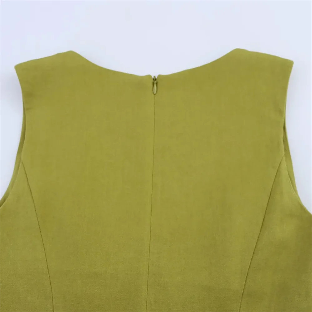 BM&MD&ZA2025Summer New Women's Sleeveless Square Neck Single-Breasted Temperament Simple Suspender Dress Aviola