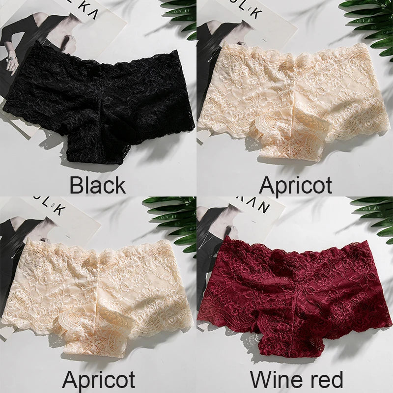 4PCS/Set Lace Women Panties Sexy Underwear Perspective Floral Hollow Out Briefs Female Underpants Breathable Ladies Lingerie Aviola