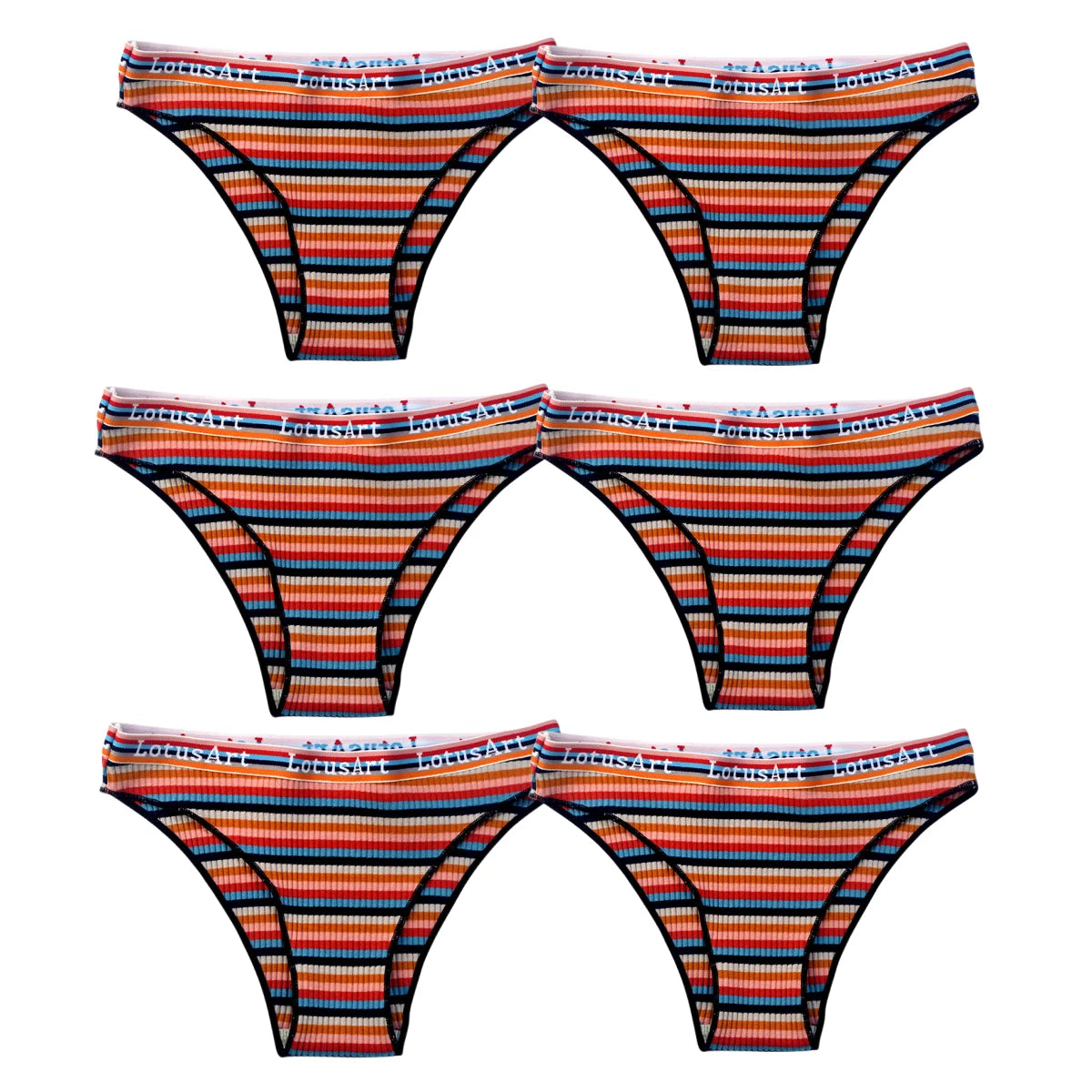 6PCS/Set Cotton Panties For Women Striped Briefs Low Waist Bottoms Female Sports Underpants Seamless Underwear Sexy Lingerie Aviola