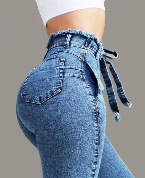 Women High Waist Denim Pants Plus Size Sexy Stretchy Slim Elastic Hips Pants Pencil Pants Trouser Plus Size Sexy Mom Jeans 2025 Aviola