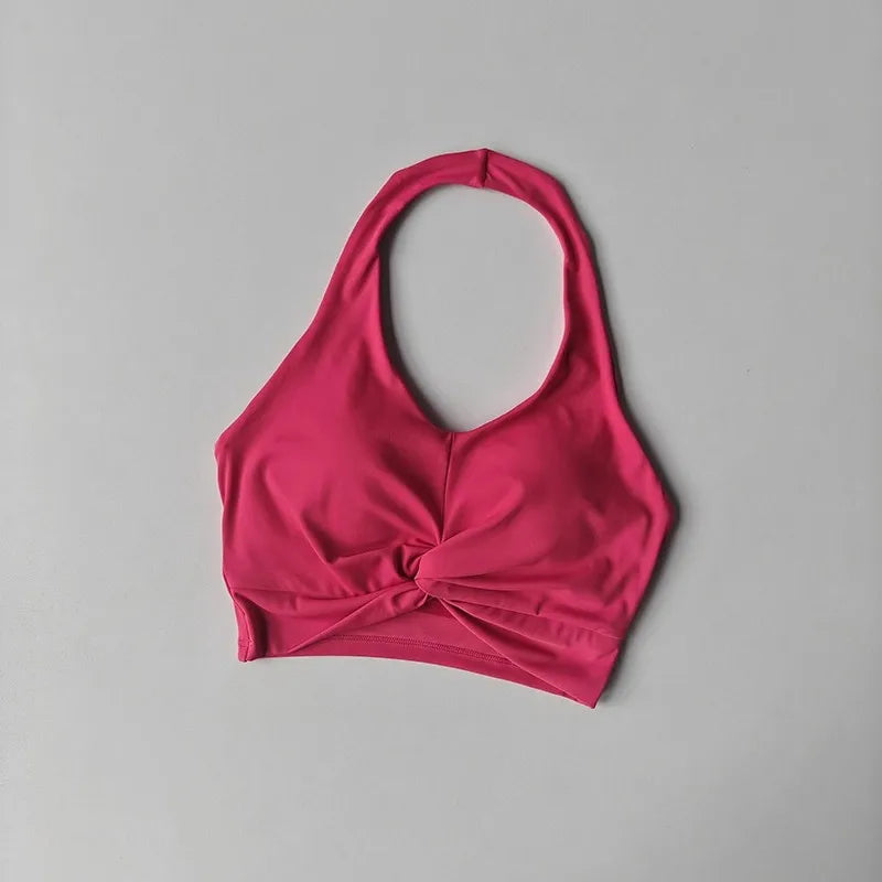 Women's Sexy Hanging Neck Sports Bra Quick Dry Fitness Beauty Back Training Running Sports Bra Comfortable Support Yoga Bras Aviola