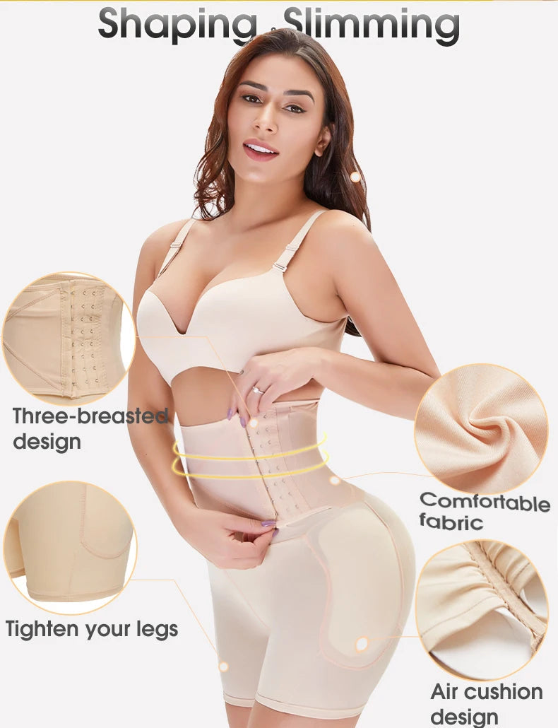 Women's Shapewear Firm Control Seamless Padded Thigh Slimmer High Waist Panties Hip Pads Enhancer Butt Lifter Short Booster Aviola