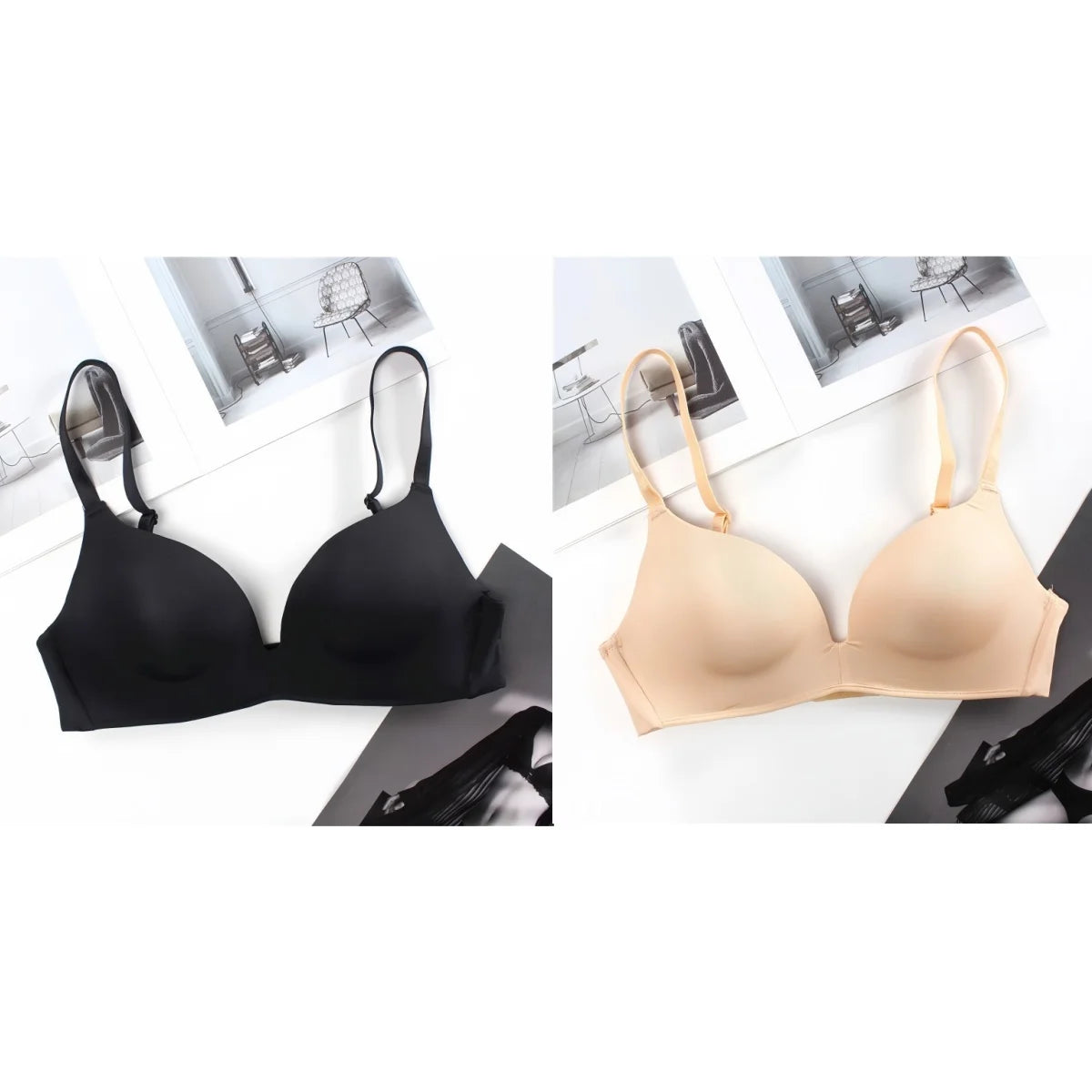 2Pcs/Set Push Up Bra Padded Bras For Women Underwear Non-wire Brassiere Sexy Lingerie Solid Color 3/4 Cup Comfort Intimates Aviola