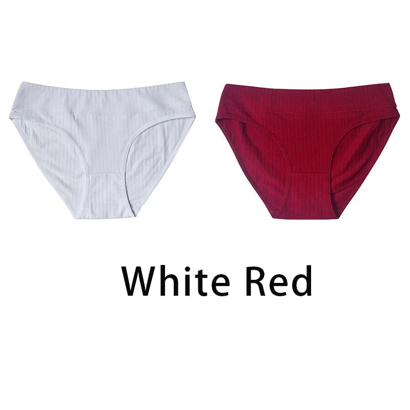 2PCS/Set Women Plus Size Seamless Cotton Panties Daily Underwear Sexy Female Rib Underpants Girls Comfort Briefs Lingerie 835 Aviola