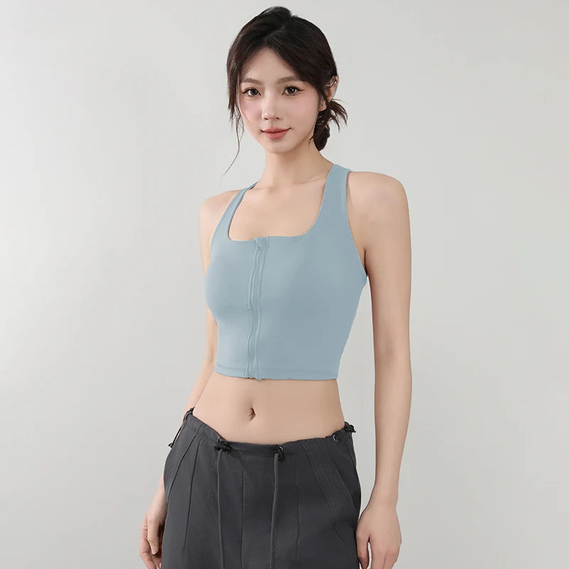 Women Fitness Underwear Yoga Bras cross Back Beauty Sports Bras Front Zippe Top Bra Sexy Breathable Underwear For Women Gym Top Aviola