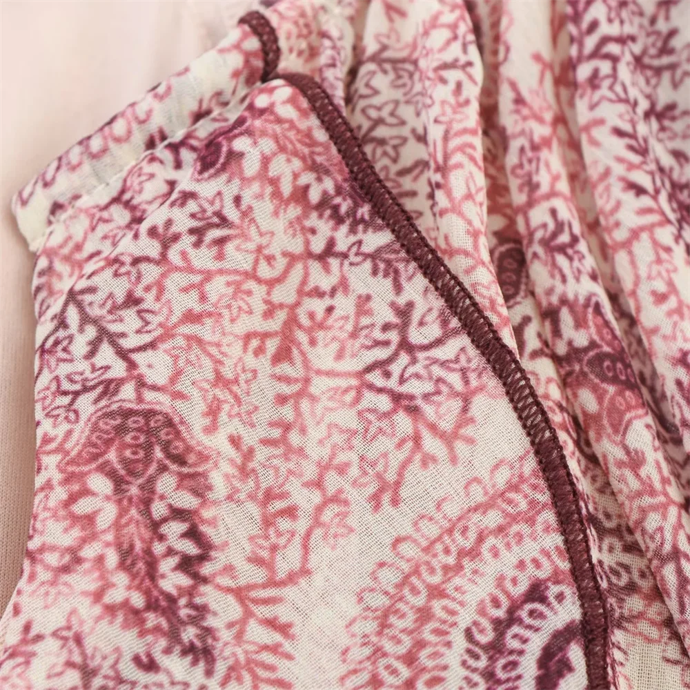 BM&MD&ZA2025Temperament Layered Decorative Printing Loose Long Sleeve V-Neck Dress Summer New Arrival Women's Clothing Aviola