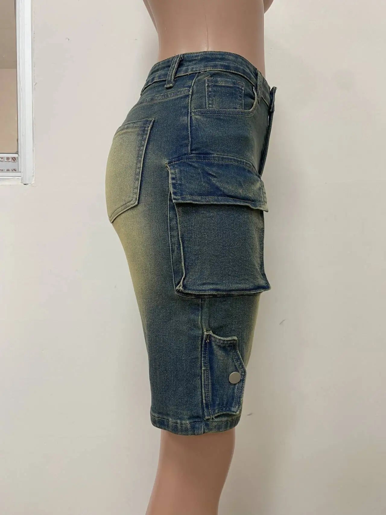 Denim Pant Women Short Jeans Shorts Pants Slim Mom Jeans High Waist Straight Trousers Y2k Streetwear Splice Pockets Casual Punk Aviola