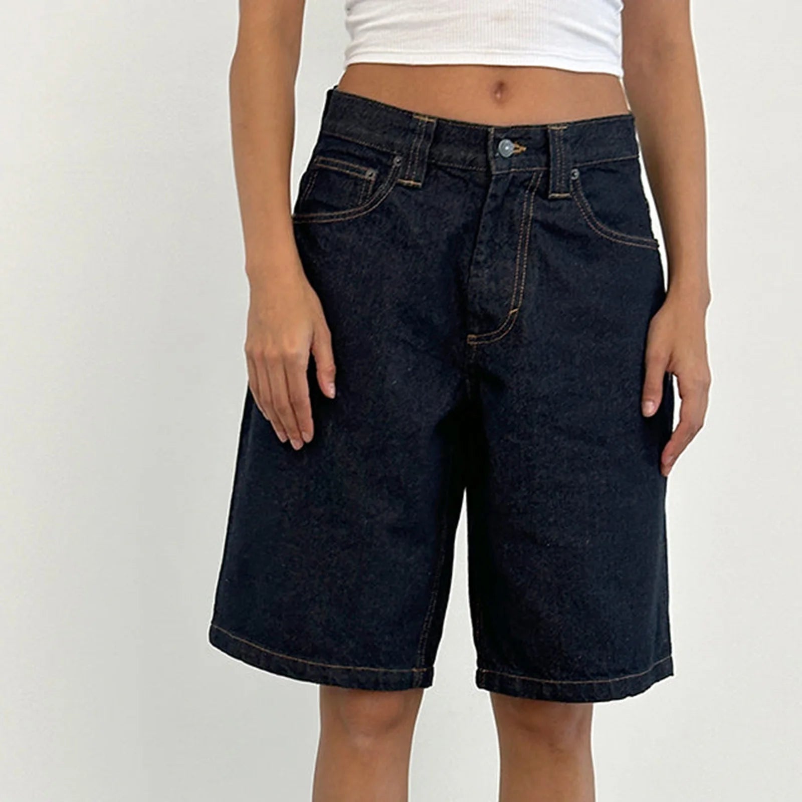 Denim Pant Women Wide Leg Jeans Calf Length Pants High Waist Straight Trousers Y2k Streetwear Mom Jeans Casual Loose Summer Aviola
