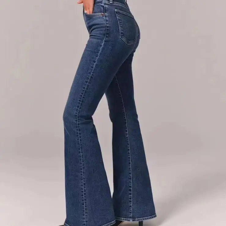 Women Jeans Flare Pants Denim Washing Loose Fit Bootcut Pockets High Street Slight Strech Solid Full Length Spring 2024 Aviola