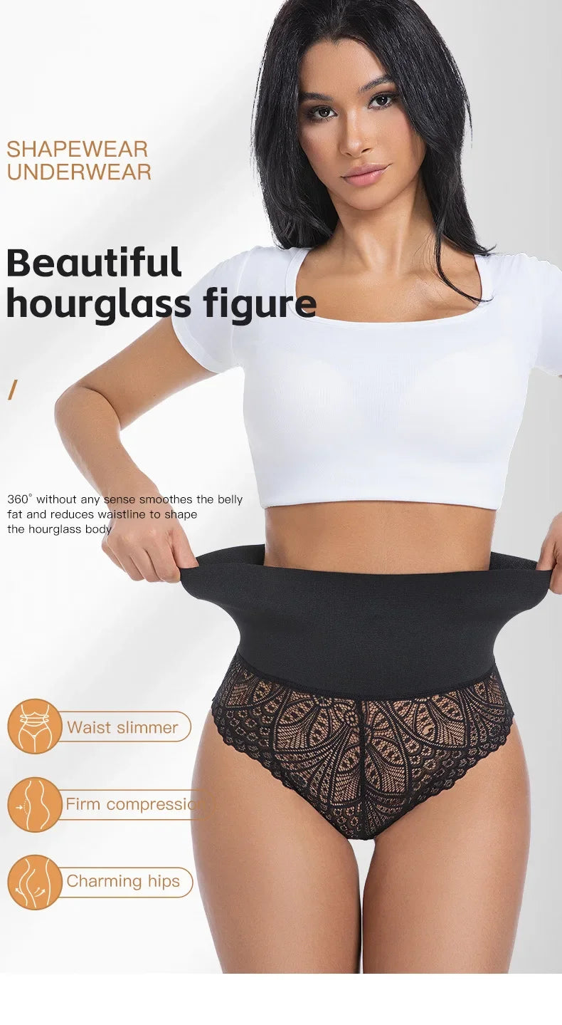 Women's Lace Tummy Control Panties High Waist Slimming Shaper Briefs Sexy Body Shapewear with Butt Lifting and Hourglass Fit Aviola