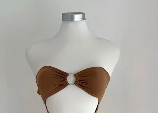 The 2025 summer new solid color sleeveless sexy strapless cutout long dress from Europe and America Aviola