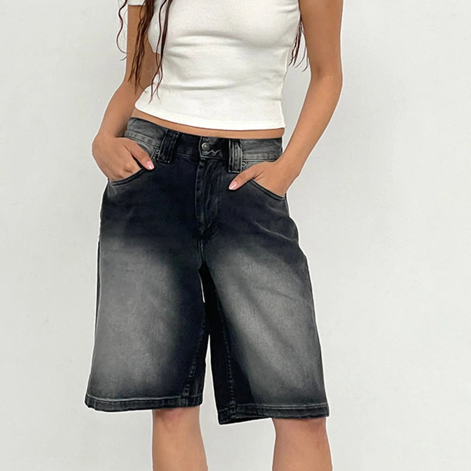 Denim Pant Women Wide Leg Jeans Calf Length Pants High Waist Straight Trousers Y2k Streetwear Mom Jeans Casual Loose Summer Aviola