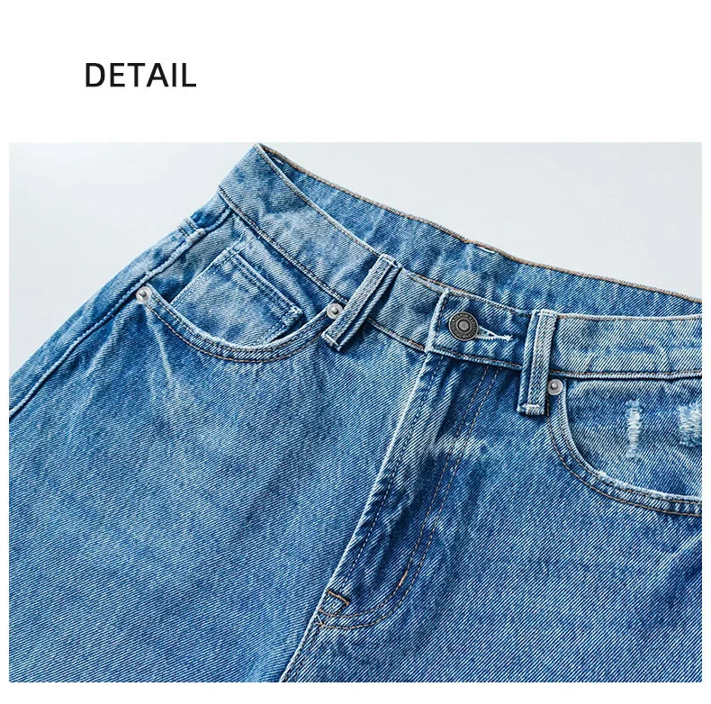 Denim Wide Leg Pants Women Jeans Floor Length High Waist Mom Jenas Washed Pockets Vintage Straight Trousers 2025 Streetwear Aviola