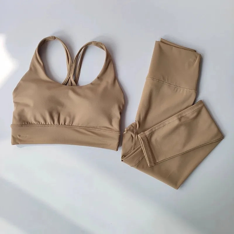2pcs Women Seamless Yoga Set Sport Suit Gymwear Workout Clothes Gym Crop Top High Waist Legging Fitness Bra Set Sports Suits Aviola