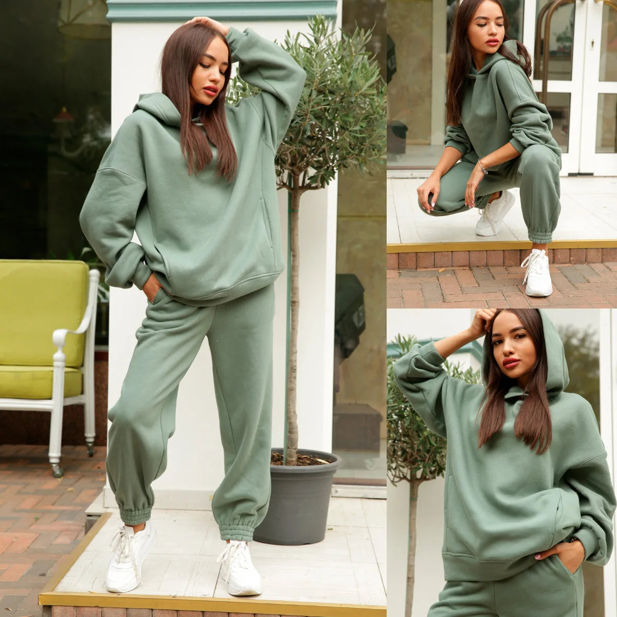 autumn tracksuit outfit set Women Two Piece Set hoodies Hooked Leisure Wide Leg Long Pants Sets Slim Fit Office Ladies Autumn Aviola