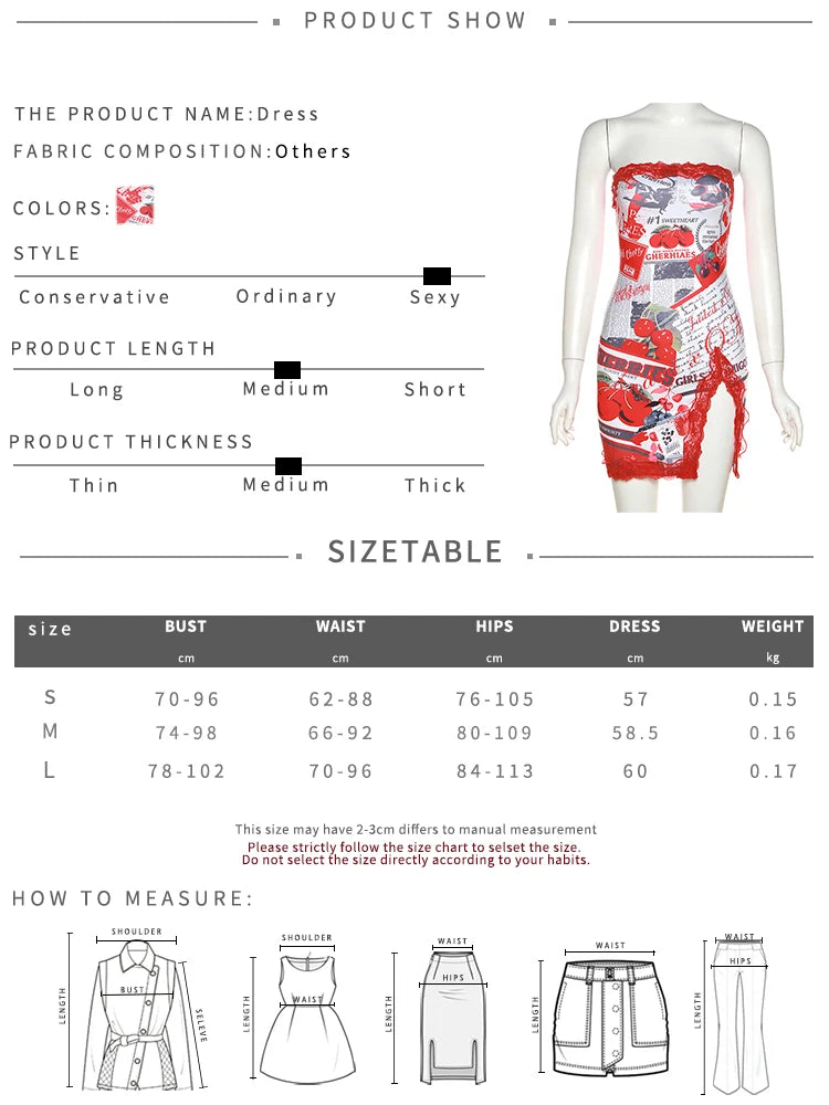 Nibber Lace Cherry Print Women Dress Birthday Party Y2K Sexy Sleeveless Summer  Split Tight Stretch Midnight Clubwear Bodycon Aviola