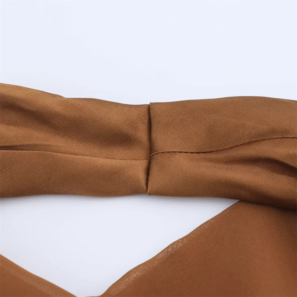 BM&MD&ZA2025silk satin texture halter neck temperament backless slim solid color midi dress summer women's wear Aviola