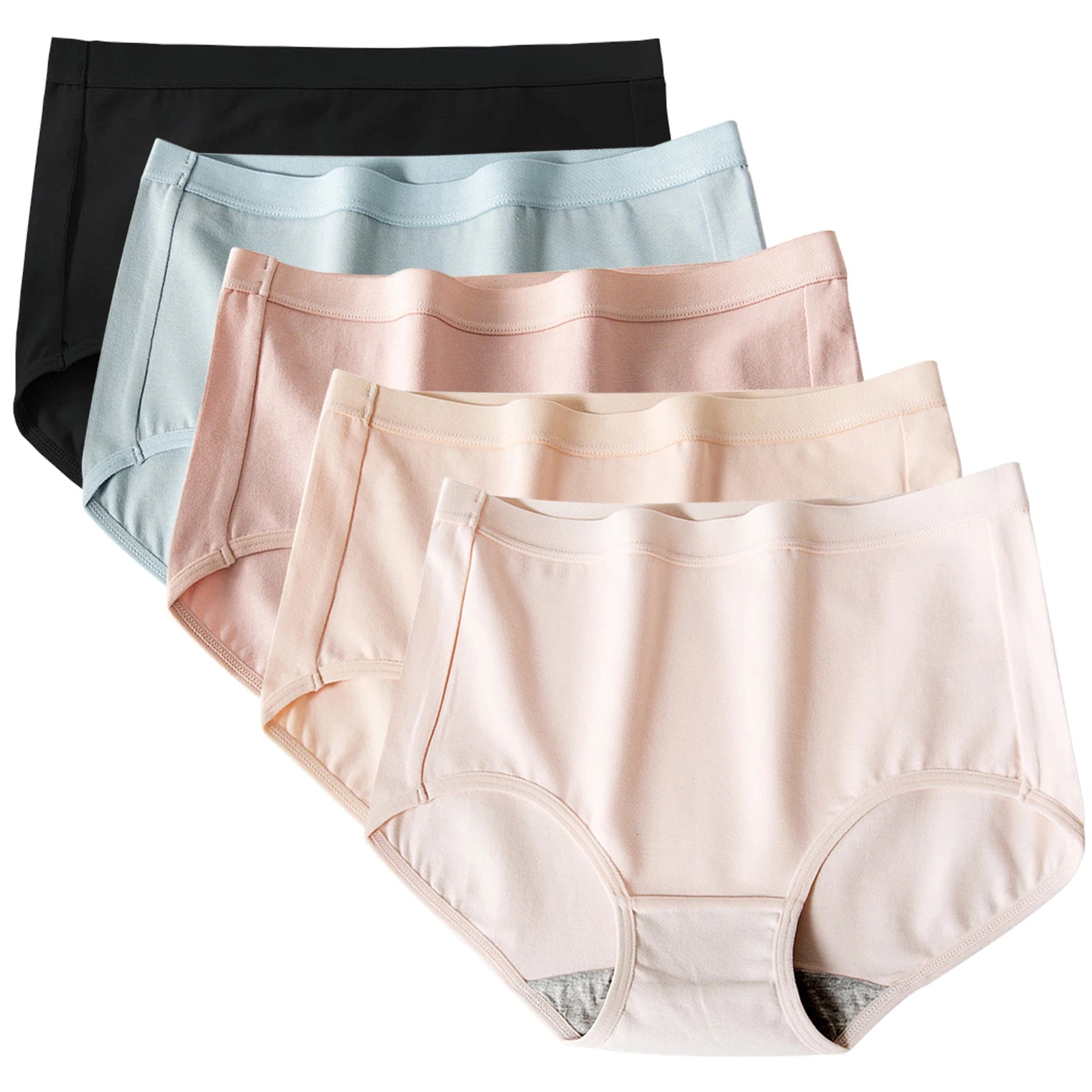 5pcs/Set Women's High-Waisted Panties Female Briefs Soft Girls' Underpants Breathable Comfortable Elastic Underwear Aviola