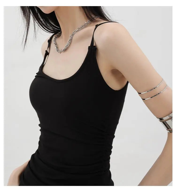 MEXZT Y2K Irregular Black Tank Top Women Grunge Aesthetic Sexy Backless Camis Gyaru Streetwear Korean Tees Summer Design Tanks Aviola