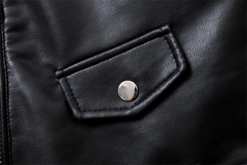 RARF  New 2024 Women's motorcycle leather PU imitation leather loose jacket black jacket Aviola