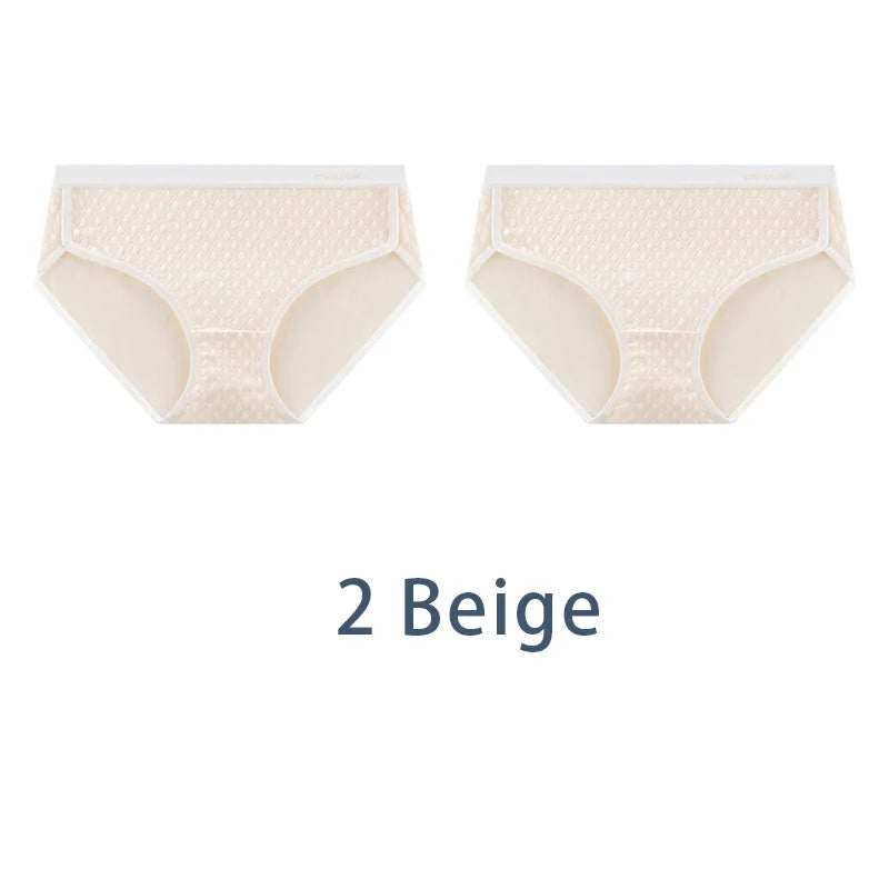 2PCS/Set Women Plus Size Modal Antibacterial Underwear Sexy Jacquard Sport Panties Comfort Briefs Girls Soft Lingerie Aviola