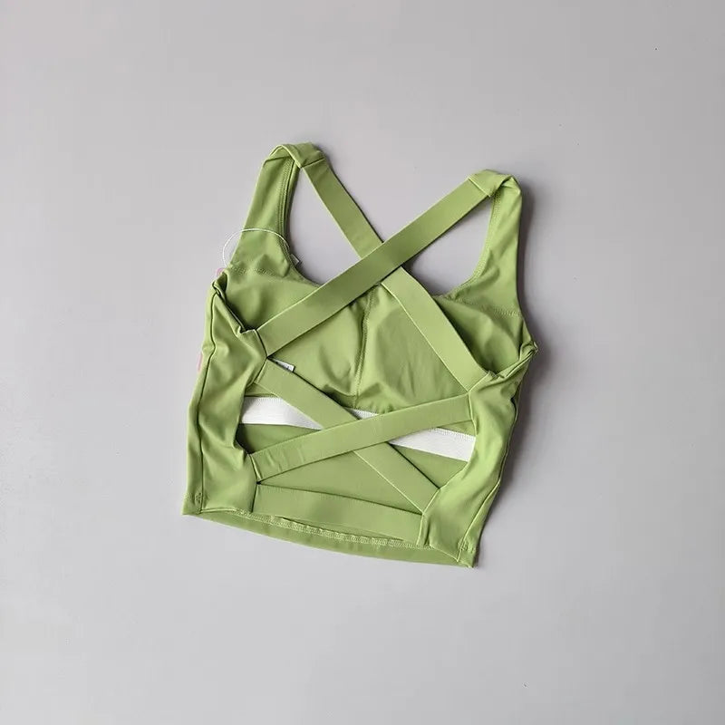 Women Top Cross Strap Sports Bra Push Up Sport Bra Yoga Crop Top Brassiere Yoga Fitness Top Breathable Beauty Back Gym Bras Aviola