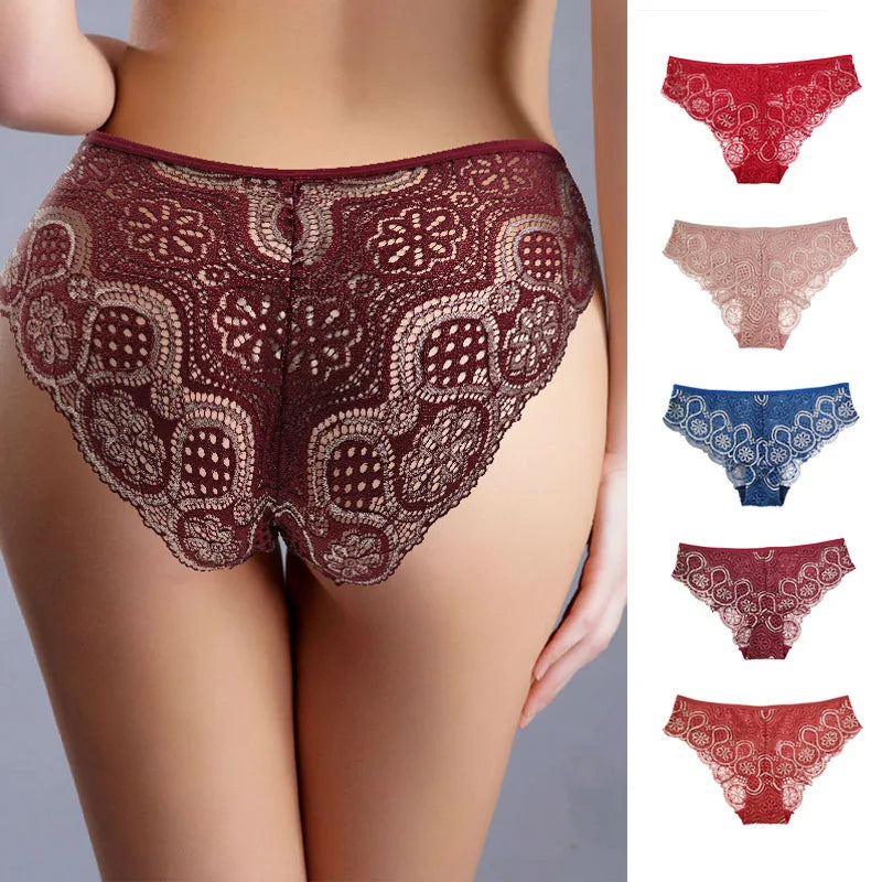 Woman Lace Panty Sexy Weave Panties for Women Floral Briefs Female Underwear Printed Underpants Fashion Sexy Lingerie NK2135 Aviola