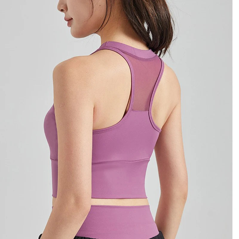 Women Breathable Mesh Shockproof Padded Gym Running Seamless Fitness Yoga Vest Gym Bra Tops Sexy Sports Bras for Women Gym Top Aviola